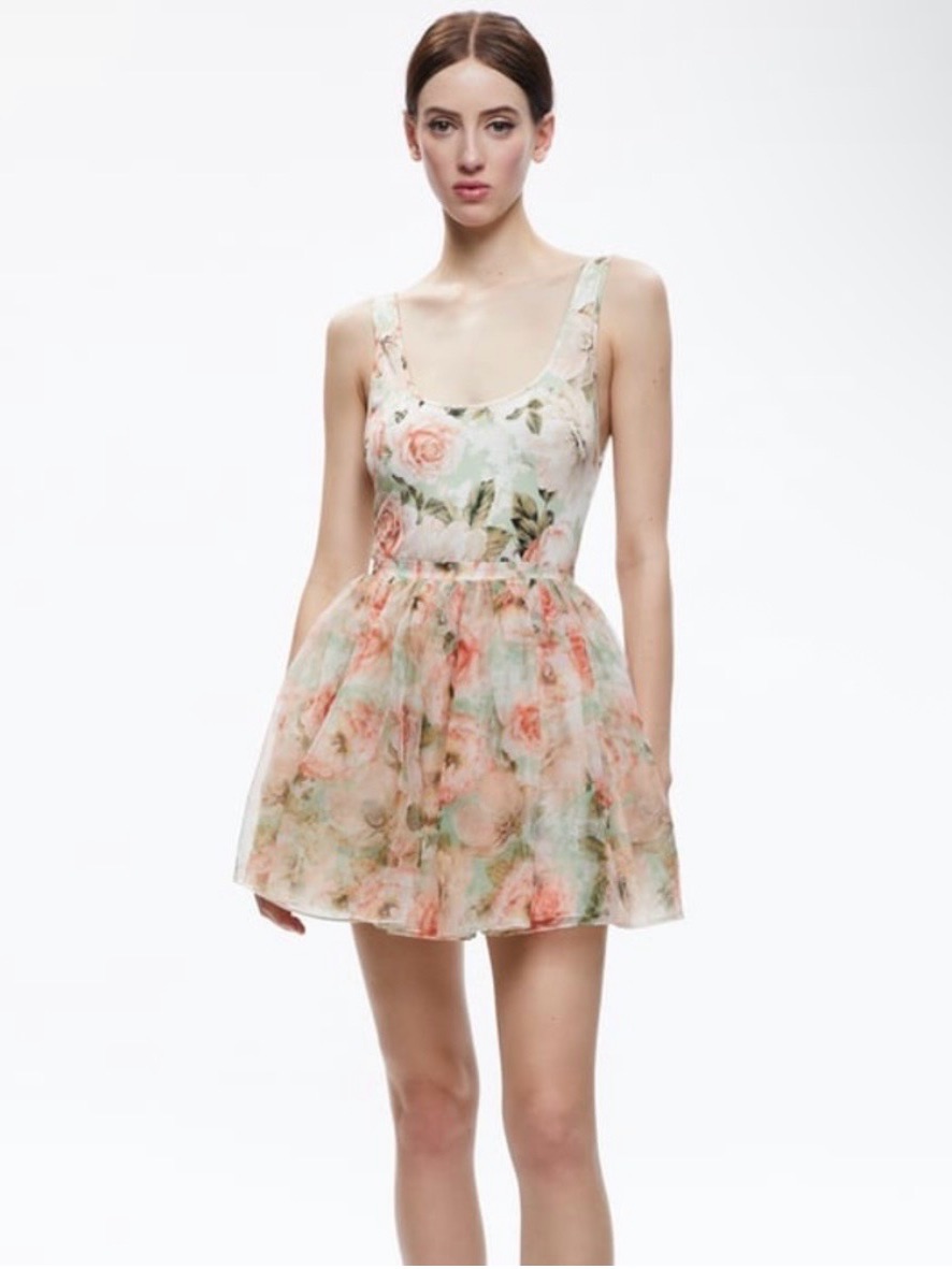 Alice + Olivia Chara Mini Dress With Organza Overlay